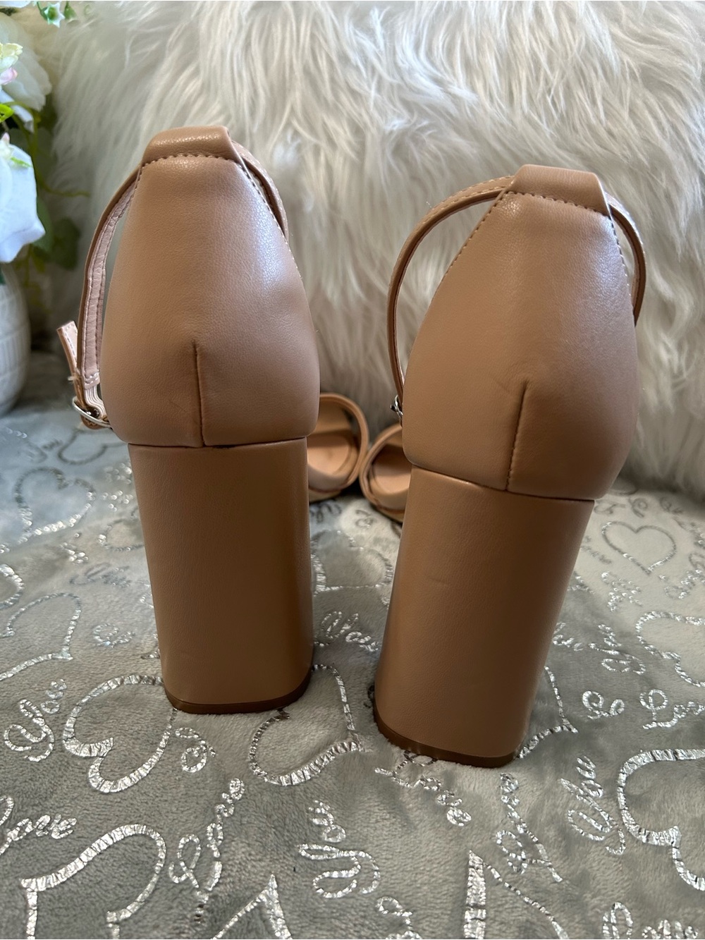 NEW a new day Nude/Tan Size 11 Block Heel Ankle Strap Sandals - Picture 4 of 5